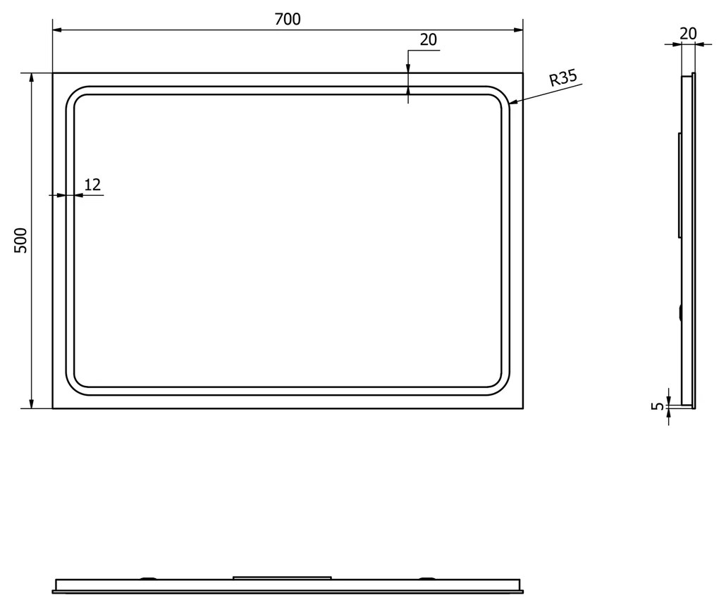 Sapho Sapho, GEMINI LED podsvietené zrkadlo 500x700mm, GM050