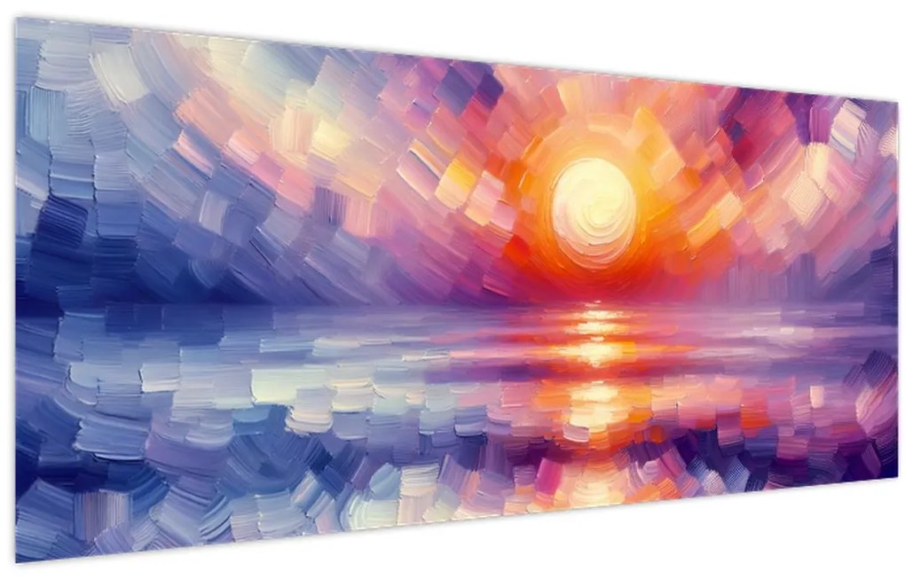 Obraz - Farebný umelecký západ slnka (120x50 cm)