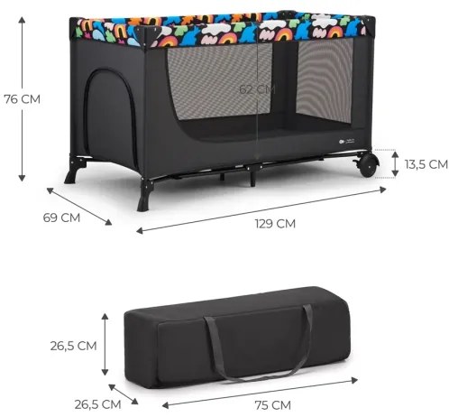 KINDERKRAFT - Cestovná postieľka JOY 2 Happy shapes