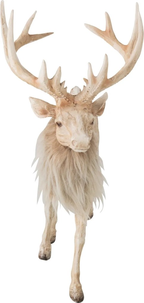 Vianočné dekorácie Jelen Deer s kožúškom svetlo béžový – 39*18*39 cm