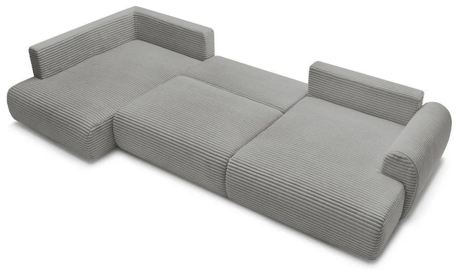 Tmavosivá menčestrová rozkladacia/s úložným priestorom rohová pohovka (ľavý roh/do tvaru "U") Lucien – Bobochic Paris