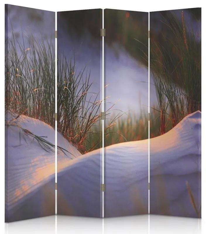 Ozdobný paraván Duny Tráva Moře - 145x170 cm, štvordielny, obojstranný paraván 360°