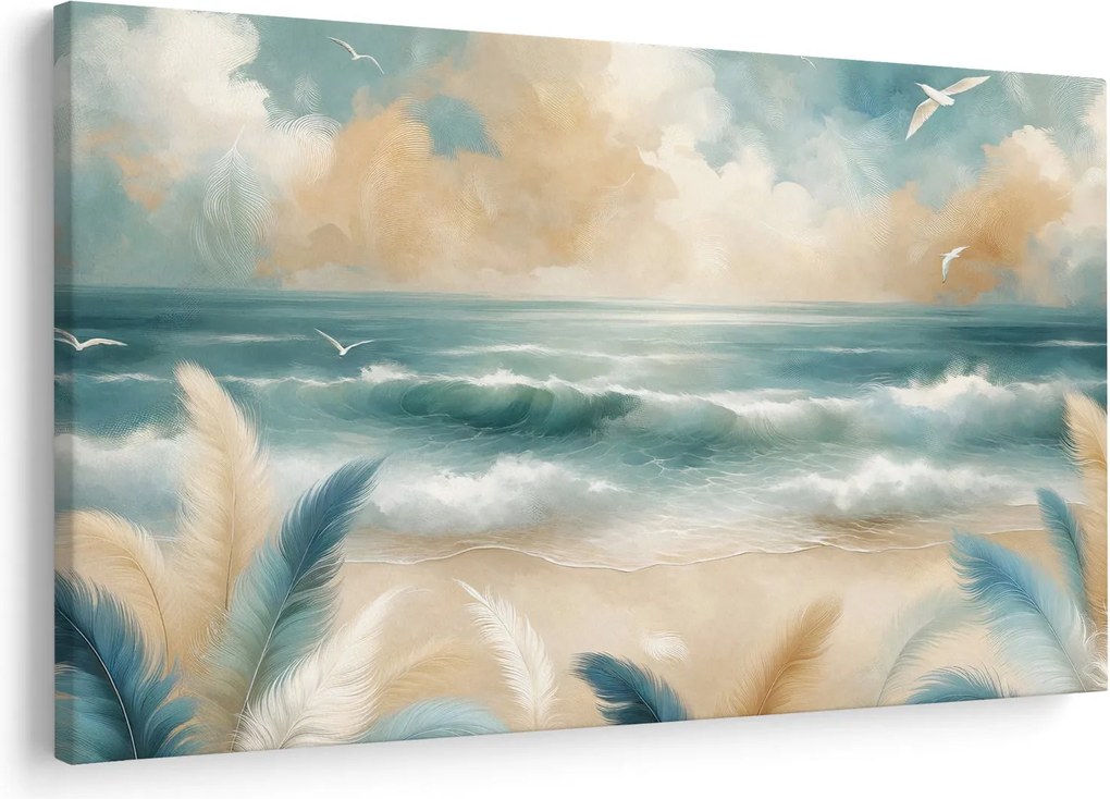 Obraz – Maľovaná pláž v jemných farbách (90x60 cm)
