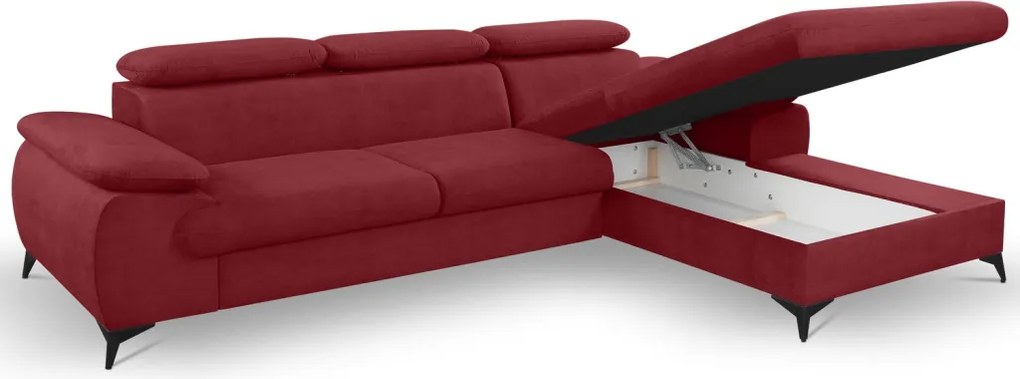 Rohová sedacia súprava Scala, červená látka, pravý roh