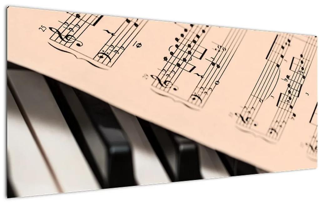 Obraz klavíra s notami (120x50 cm)