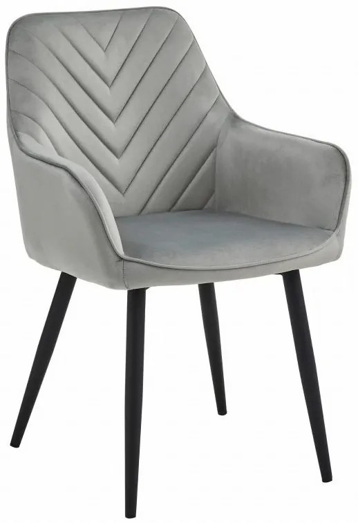 Kreslo NANA - strieborný sivý zamat / čierne nohy