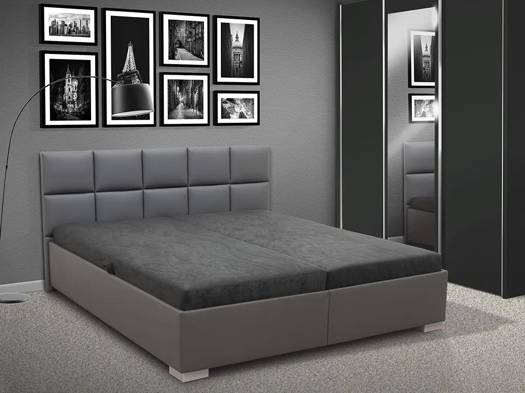 Čalúnená posteľ s úložným priestorom LUXOR 180 eko koža: bílá, peľasť / matrac: BOXSPRING