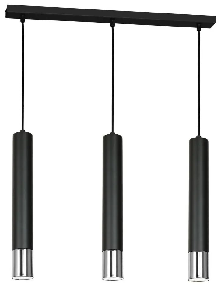 Luster na lanku NEST 3xGU10/8W/230V čierna/lesklý chróm