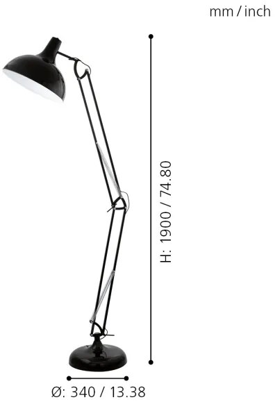 Eglo 94698 - Stojanová lampa BORGILLIO 1xE27/60W/230V