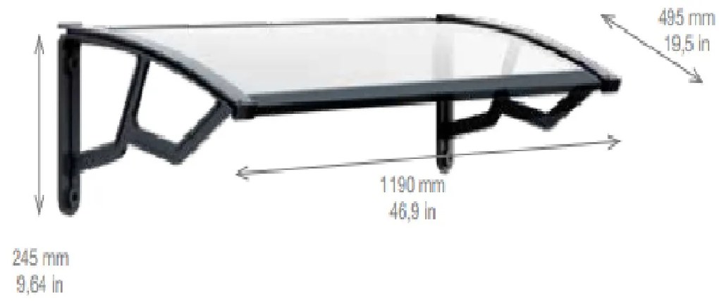 ARTPLAST Vchodová strieška 50x120cm, číra