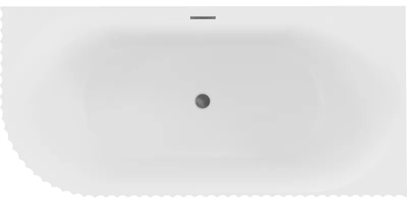 Mexen Gia, voľne stojaca rohová vaňa, drážkovaná, pravá, 170 x 80 cm, biela matná, brúsený grafit, 52701708001P-66