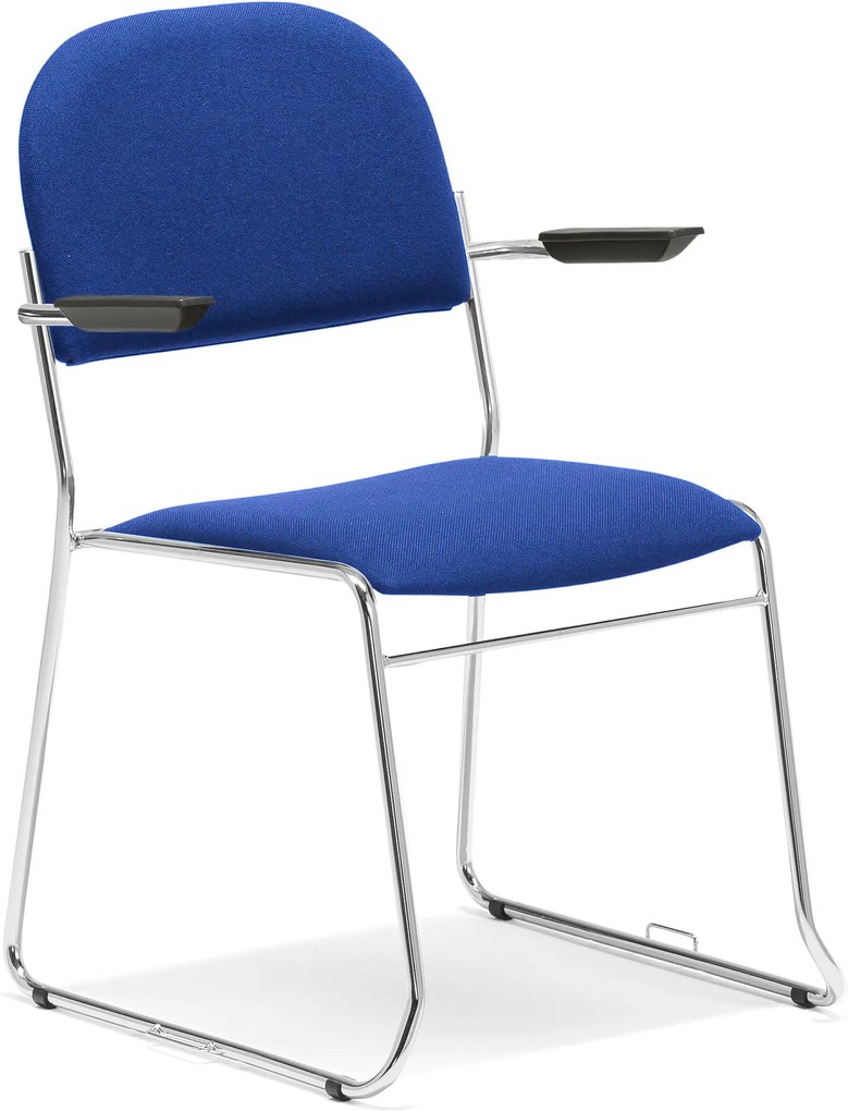 Konferenčná stolička Dawson, s opierkami rúk, modrá/chróm