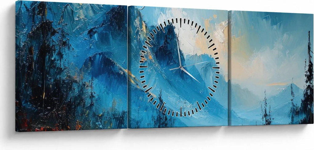 Obraz - Maľba hôr (s hodinami) (90x30 cm)