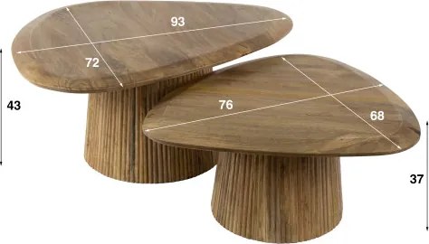 Konferenčný stôl 23-27 Wave 2-set Drevo Mango - Komfort-nábytok