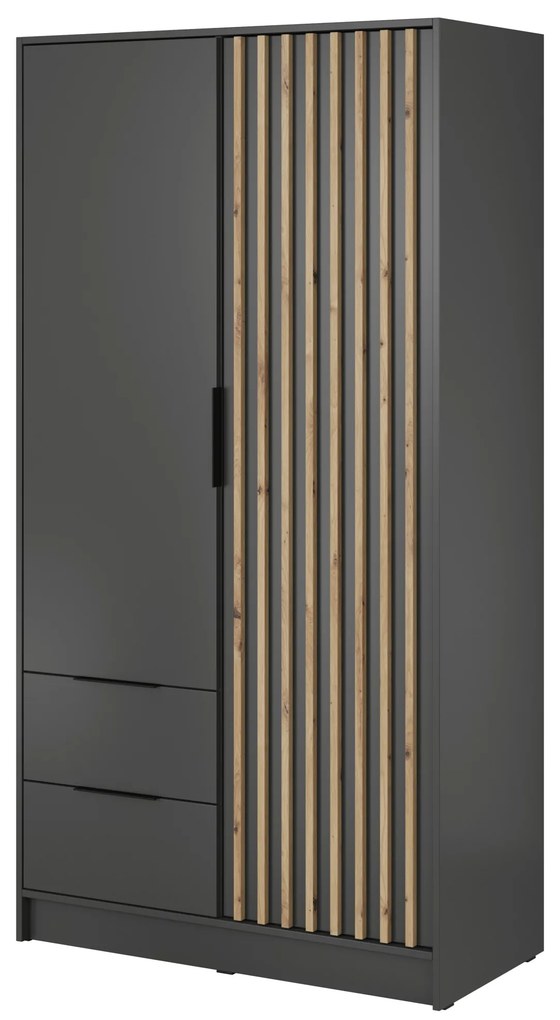 Šatníková skriňa Nelly 105 cm grafit/dub artisan