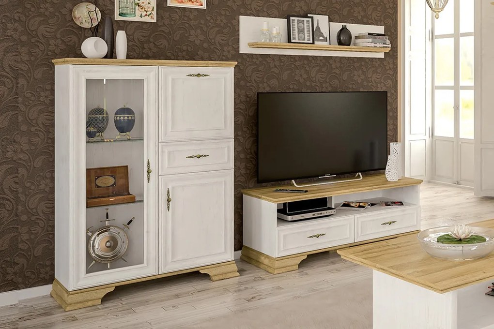 Sada 2 nočných stolíkov JARMANKA, borovica/dub zlatý