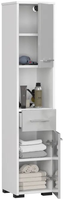 Kúpeľňová skrinka FIN 2D 1SZ 1W metalická, lesk