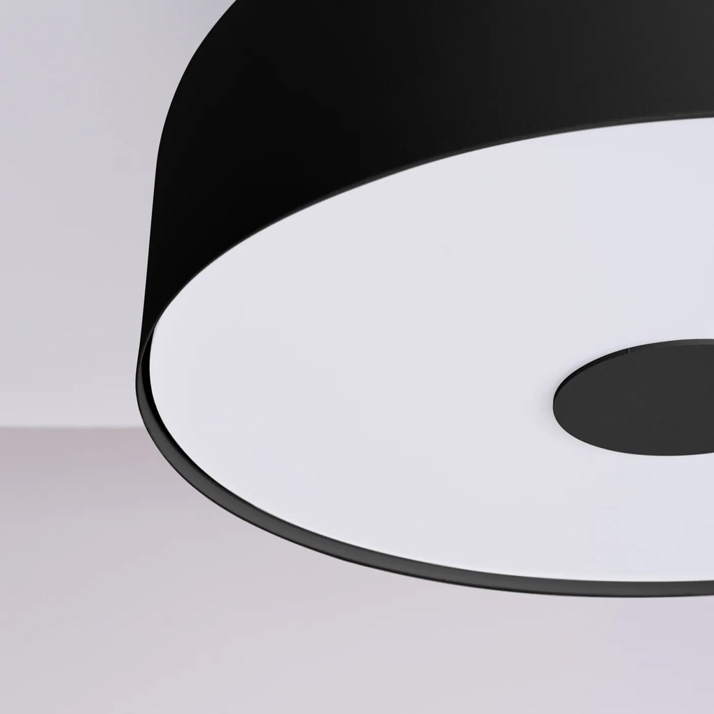 Stropné svietidlo Omiq, 1x čierne kovové tienidlo, (biely plast), (fi 30 cm)
