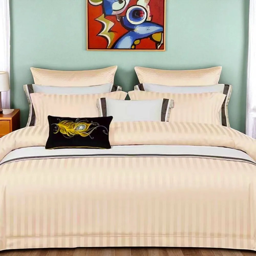 Saténové obliečky KELLER BEIGE 3-dielna súprava 140x200 cm