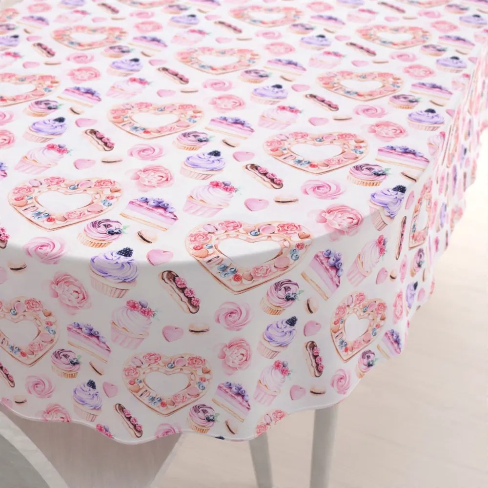 Biante Dekoračný oválny obrus PML-037 Ružová cukráreň 140x220 cm