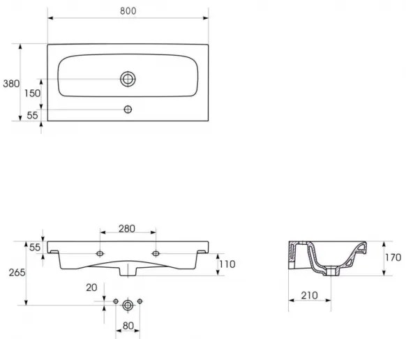 Cersanit S801-225-DSM - Závesná kúpeľňová skrinka s umývadlom MODUO SLIM biela