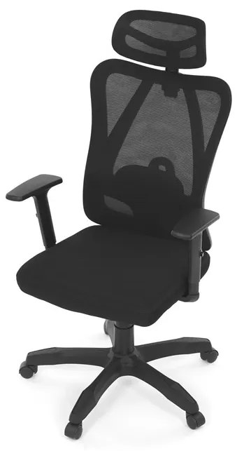 Kancelárska ergonomická stolička MANET — sieťovina / látka, čierna