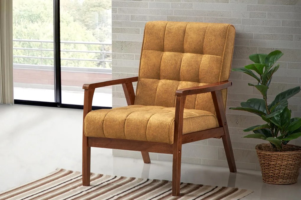 Kreslo PETRONELA 1, zlatohnedá/dub