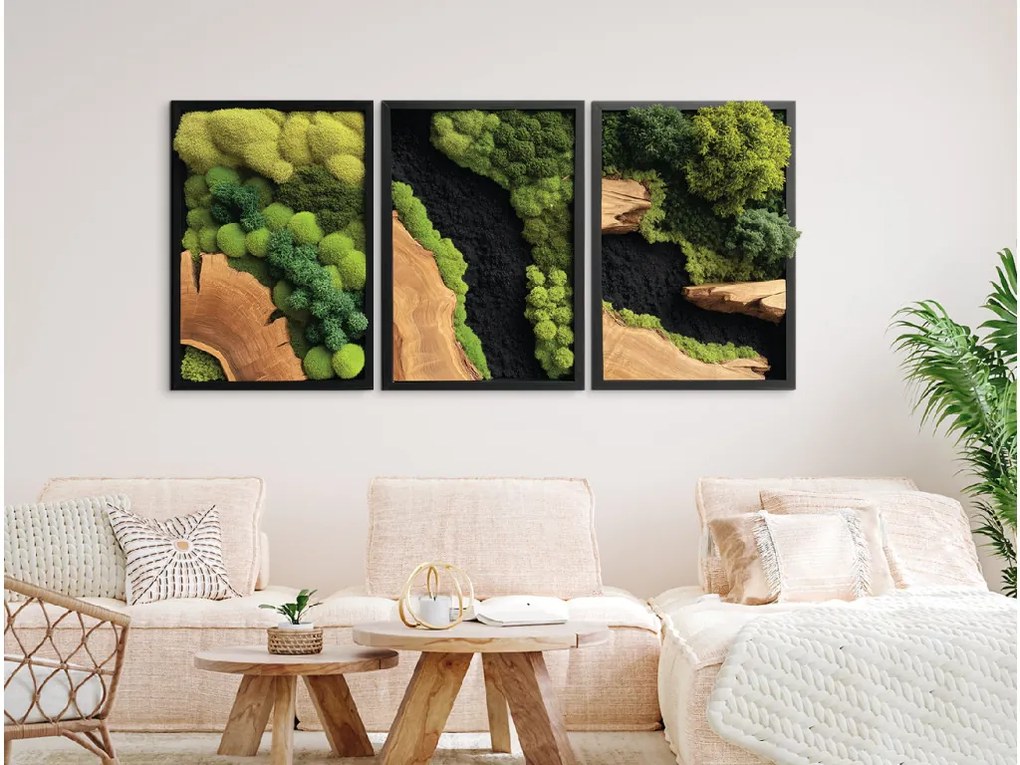 drevko |  Trojdielny machový obraz Hlbočina (UV tlač)  41 x 90 cm