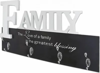 Nástenný vešiakový panel Family, biely/čierny%