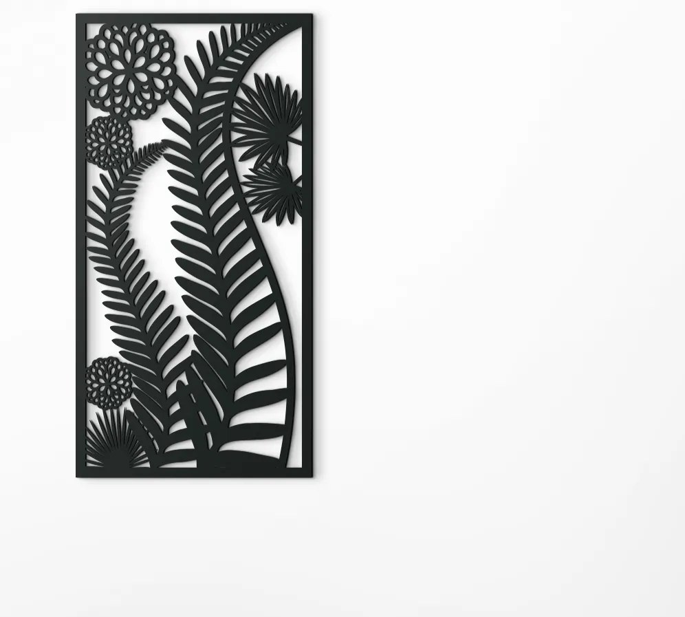 drevko Vyrezávaný obraz Paprade Rozmer obrazu: 44,5 x 22,5 cm, Farba dekorácie: Čierna