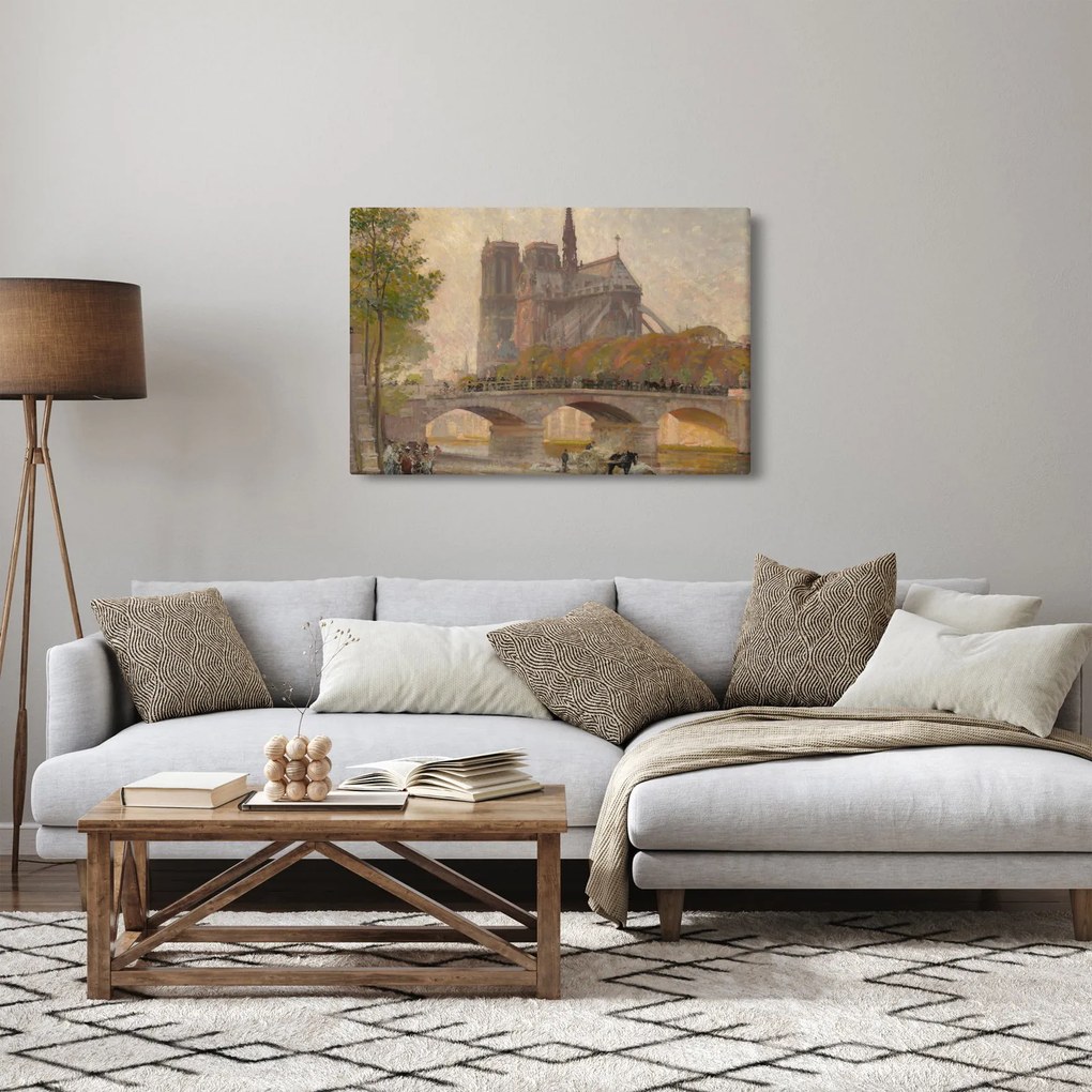 Obraz - Robert William Vonnoh, Notre Dame de Paris, reprodukcia (90x60 cm)
