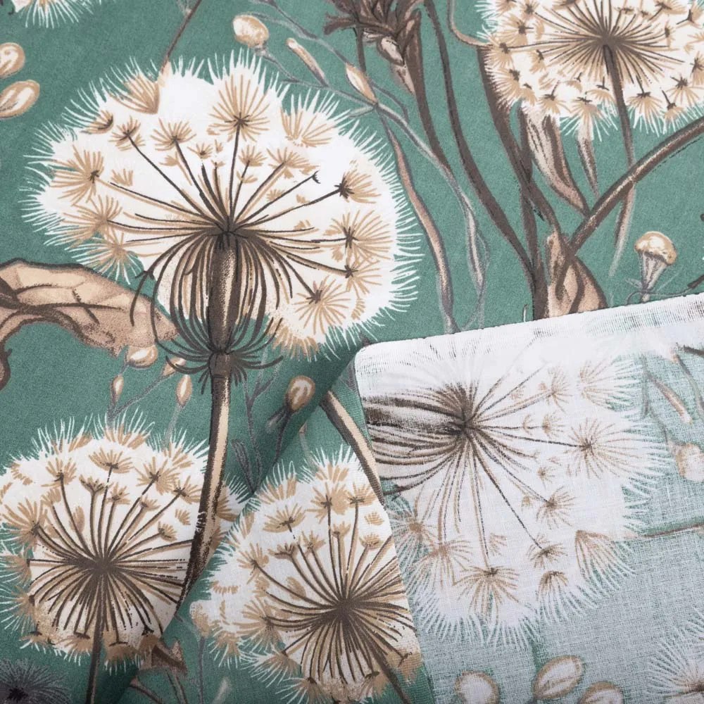 Biante Bavlnený záves Sandra SA-716 Jesenné púpavy na zelenom 150x140 cm