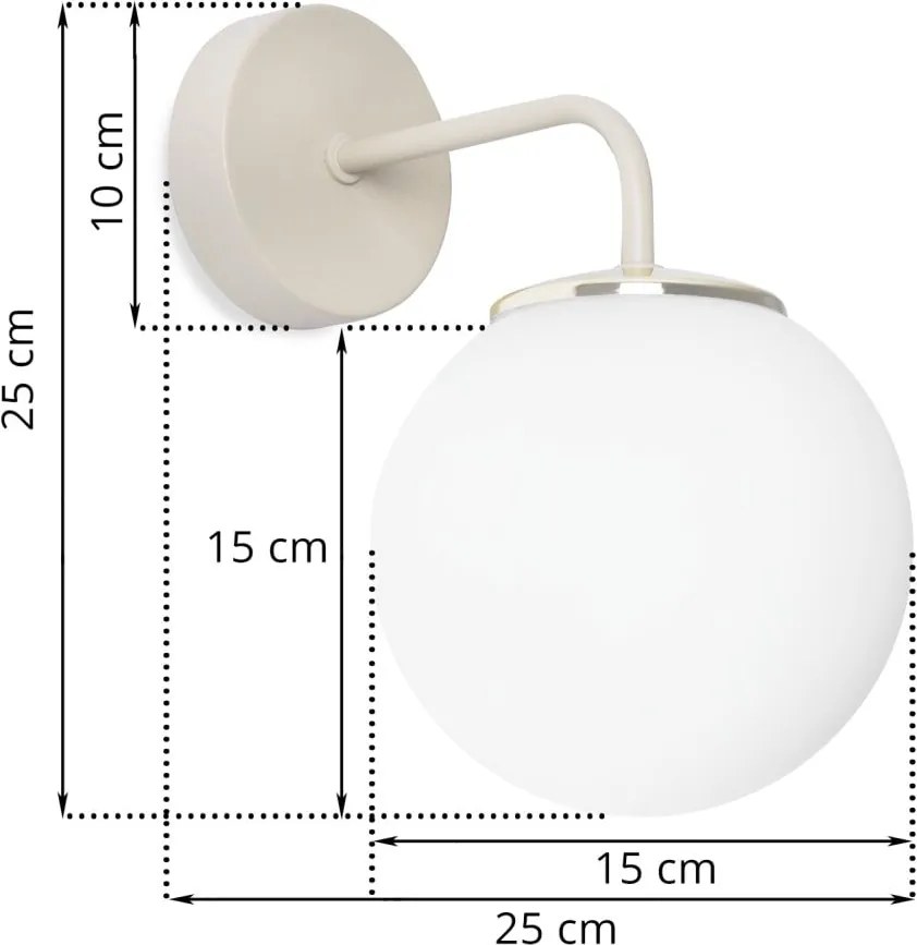 Nástenné svietidlo Florence 2, 1x biele sklenené tienidlo, be/g