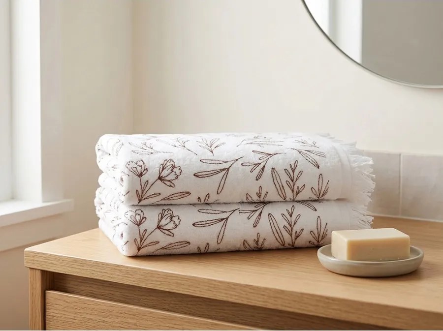 Kuchynský froté uterák s motívom vetvičiek - 40*66 cm