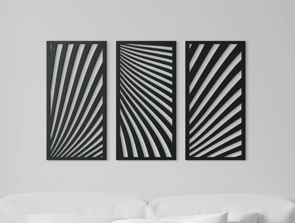 drevko 3-dielny obraz z dreva Zebrí motív Rozmer obrazu: 39 x 65 cm, Farba dekorácie: Čierna