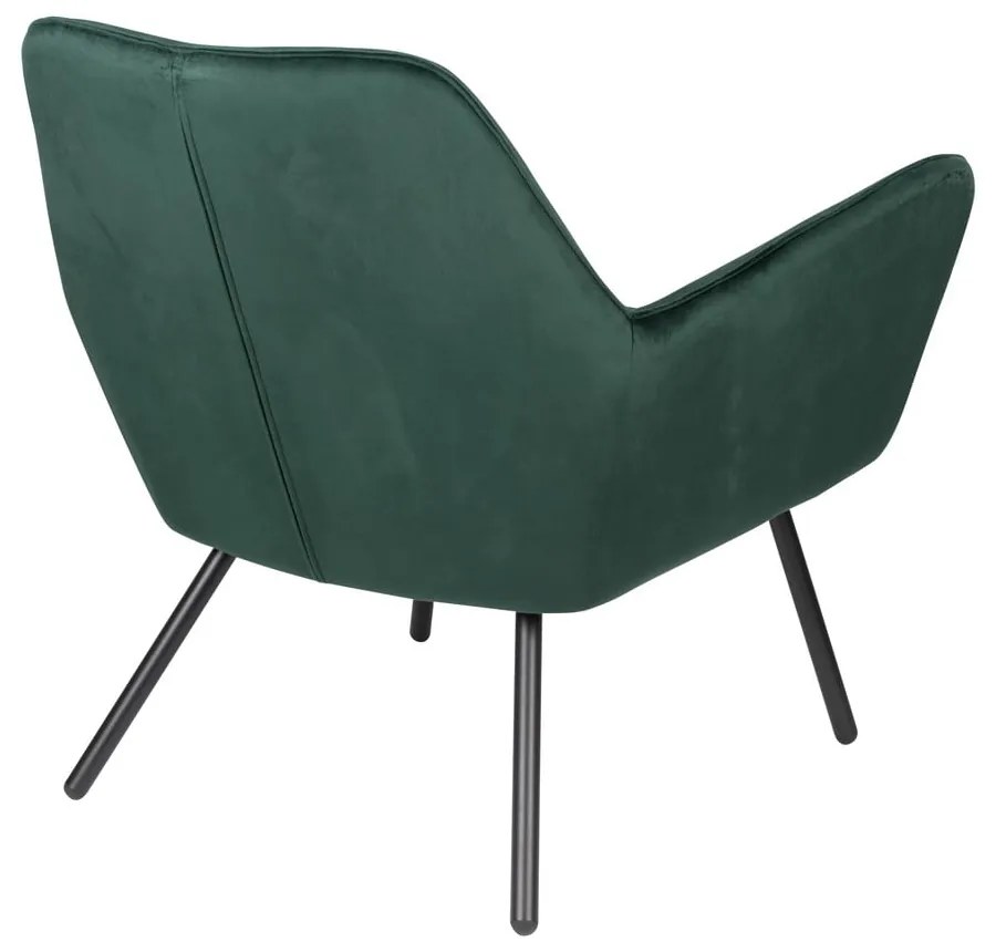 Tmavozelené zamatové kreslo White Label Bon