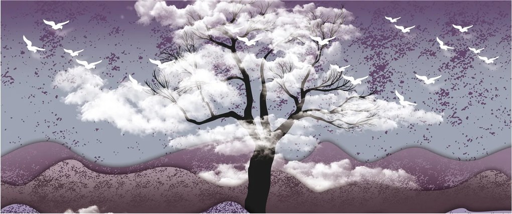 Obraz - Strom v oblakoch (120x50 cm)