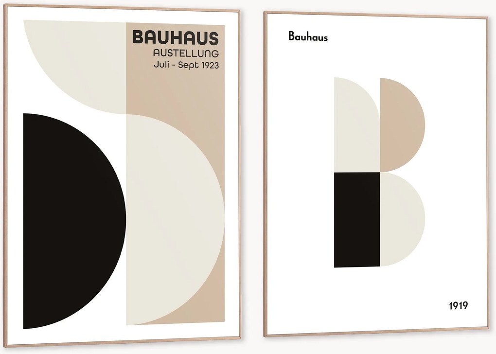 Nástenné dekorácie v rámoch Bauhaus, 2 ks