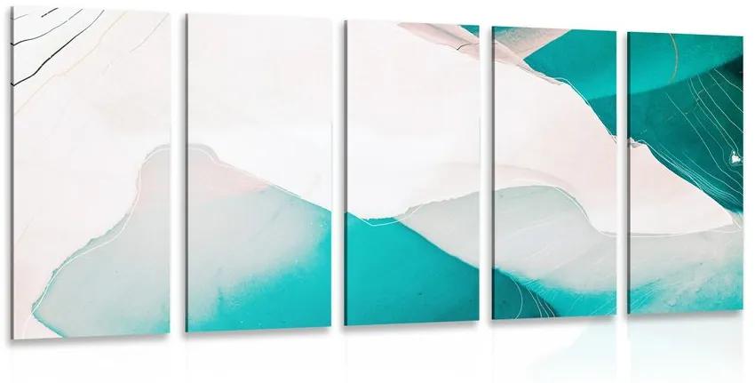 5-dielny obraz moderná modrá abstrakcia Varianta: 100x50