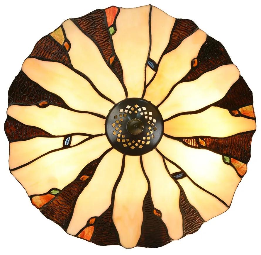 Béžovo-hnedá stolná lampa Tiffany Titto - Ø 36*60 cm E14/max 2*40W