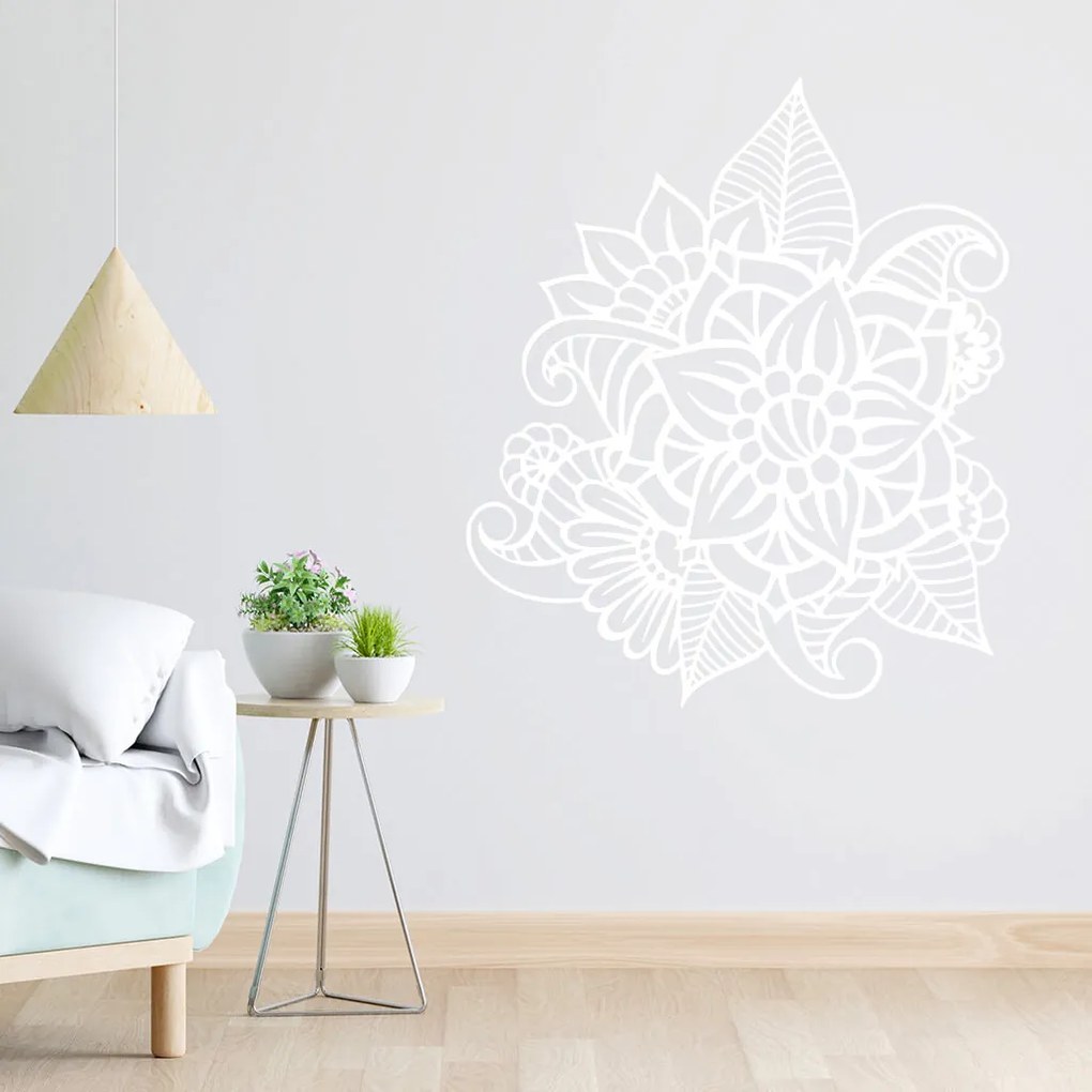 Veselá Stena Samolepka Kvetinový ornament Farba: zelená, Veľkosť: 100 x 86 cm