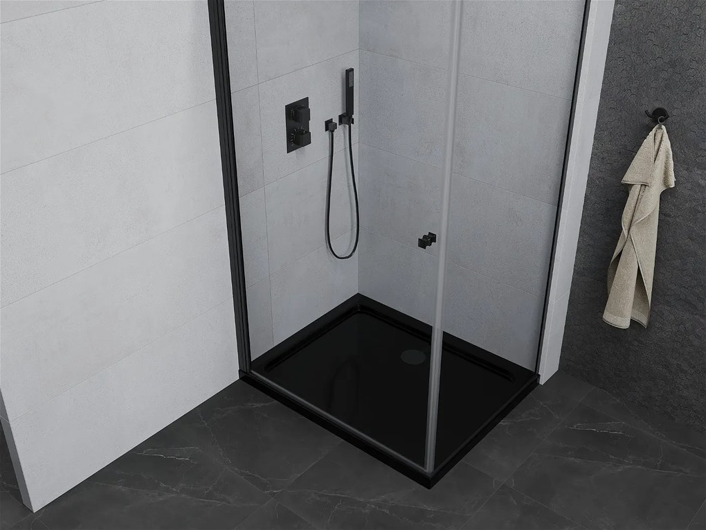 Mexen Pretoria, sprchovací kút 100 (dvere) x 110 (stena) cm, 6mm číre sklo, čierny profil + čierna sprchová vanička, 852-100-110-70-00-4070B