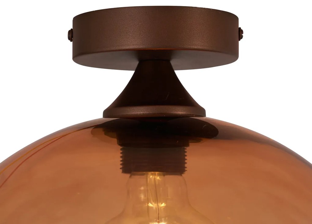Stropné svietidlo Art Deco tmavý bronz s hnedým sklom - Sandra