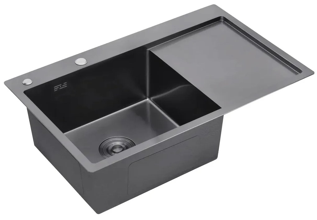 Erga HD, 1-komorový oceľový drez 780x490x210 mm, ľavý, grafitová, ERG-MLS-HD7849LB