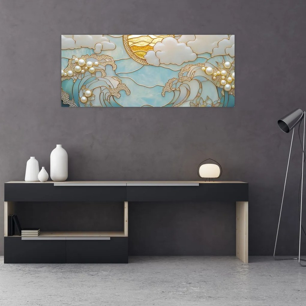 Obraz - 3D perly v oceáne (120x50 cm)