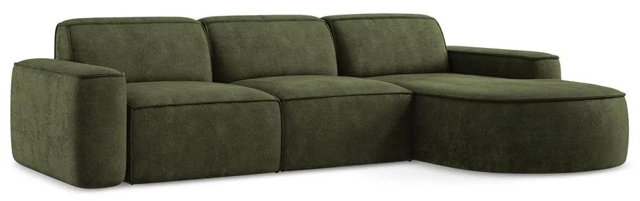 Zelená ženilková rohová pohovka (pravý roh/s leňoškou) Omao – Makamii