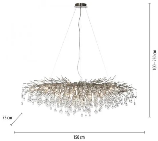 Paul Neuhaus 2031-55 - Luster na lanku ICICLE 15xG9/40W/230V 75x150 cm chróm