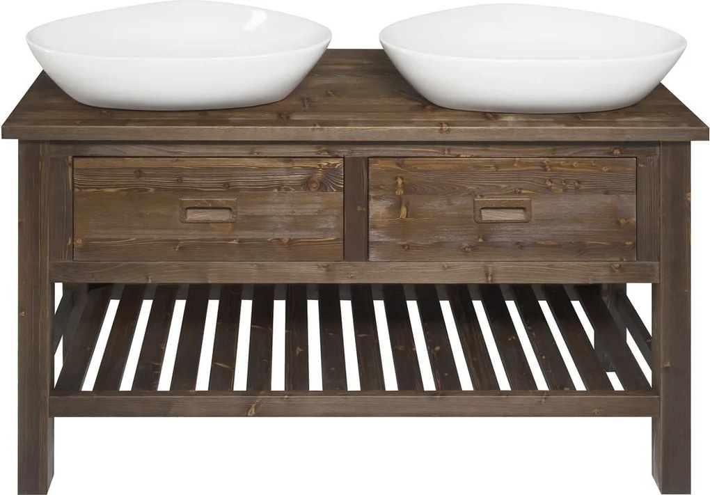 Sapho Sapho, BRAND umývadlová skrinka 130x73x50cm, morený smrek, BA131S