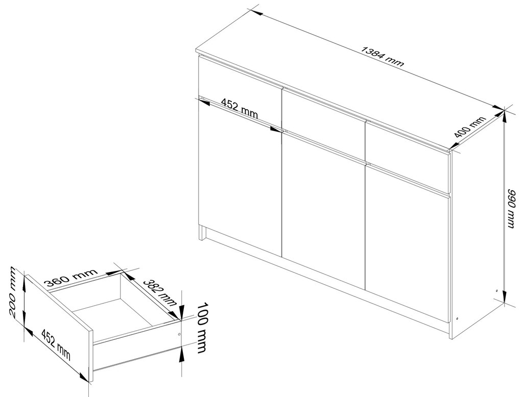 Komoda Kuwait 3D 3D (dub sonoma). Akcia -18%. Vlastná spoľahlivá doprava až k Vám domov. 1117160