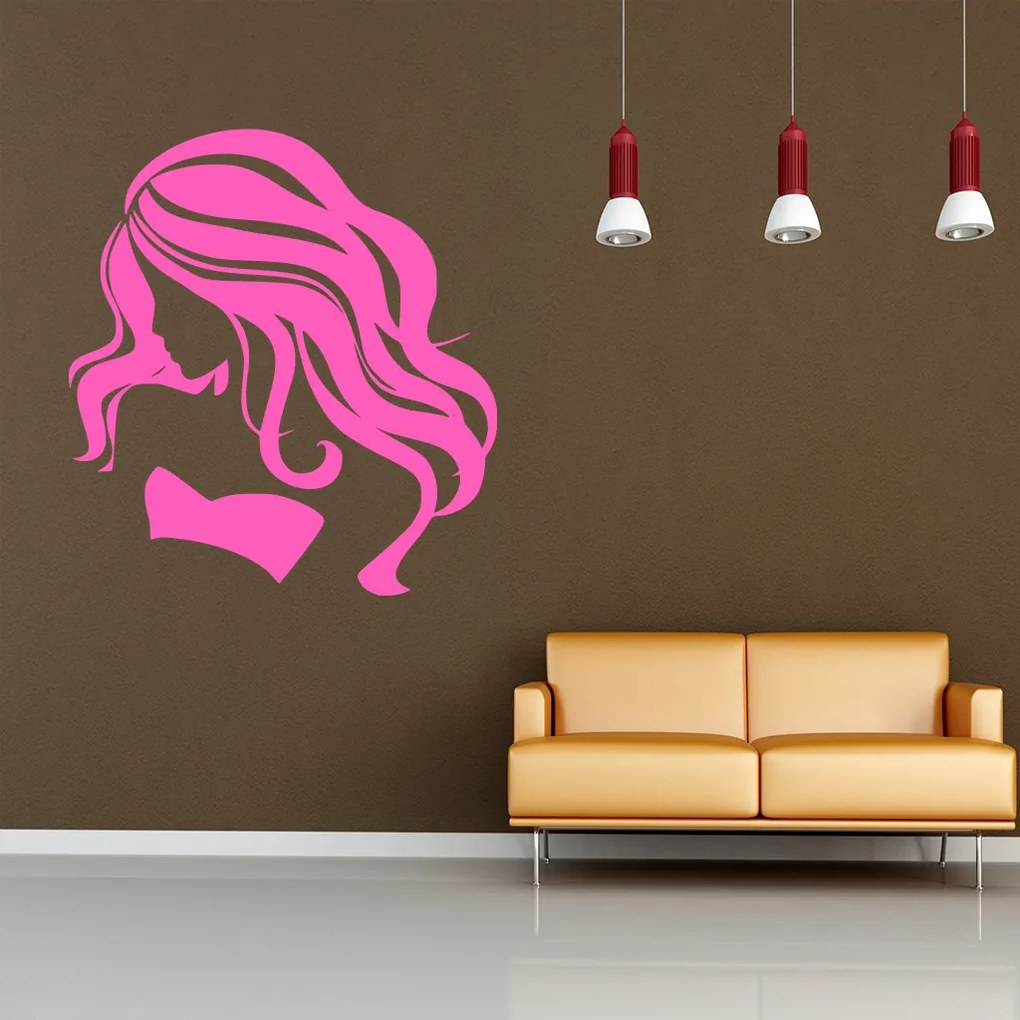 Veselá Stena Samolepka Dievča z profilu Farba: zelená, Veľkosť: 40 x 43 cm